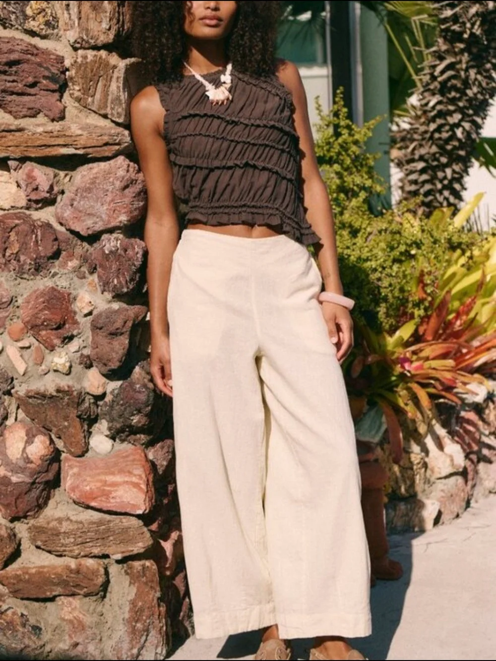 Free People Demi Cotton Linen Pants — Tea Cookie
